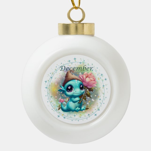 Décembre Dragon TurquoiseFlocon de neige Ornement  (Devant)