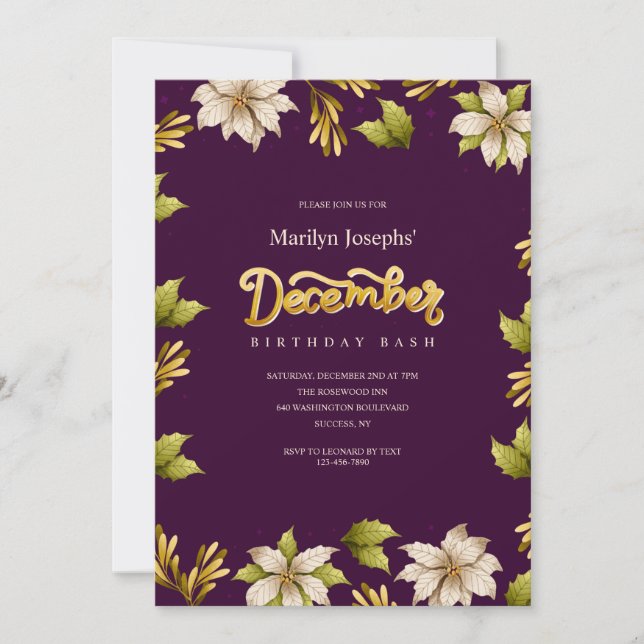 Décembre Invitations d'anniversaire (Devant)