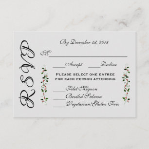 Décembre Mariage Fête RSVP Réponse Menu