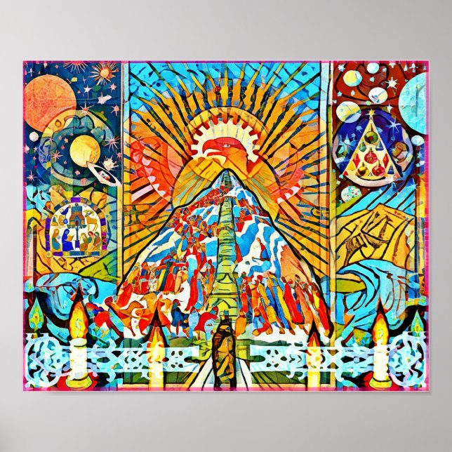 Décembre Naïf Art populaire Hiver Poster de célébr (Devant)