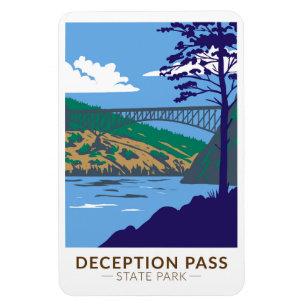 Deception Pass Staat Park Bridge Washington Retro Magnet