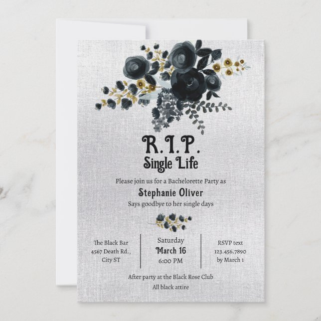 Décès à ma seule vie Bachelorette Invitation (Devant)