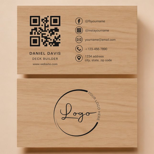 Deck Builder Wood Professional QR Code Visitenkarte (Von Creator hochgeladen)