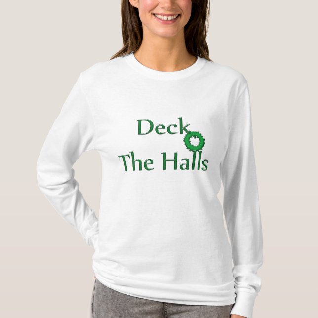 Deck den Hall Festive Ladys Long Sleeve T - Shirt (Vorderseite)