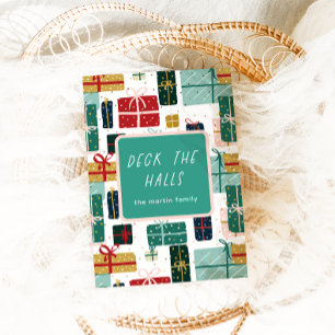 Deck die Hallen Hübsche Feiertage Geschenke Weihna Feiertagskarte