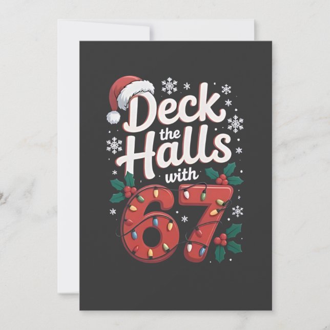 Deck die Hallen mit 6 7 Lustigem Weihnachten Sechs Dankeskarte (Vorderseite)