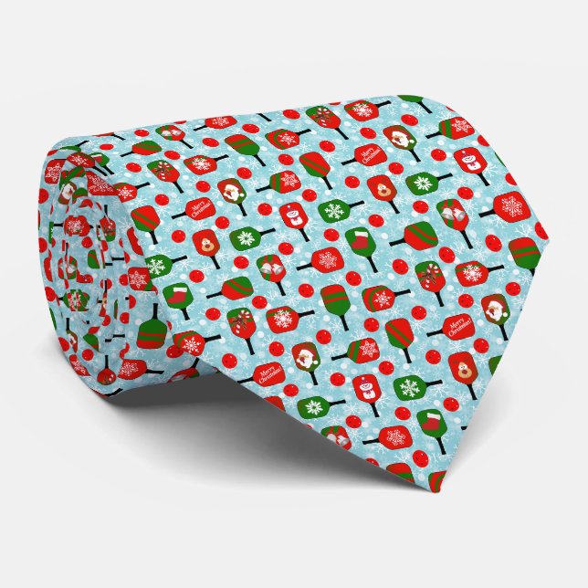 Deck die Hallen mit Pickleballs Red Green Blue Krawatte (Gerollt)