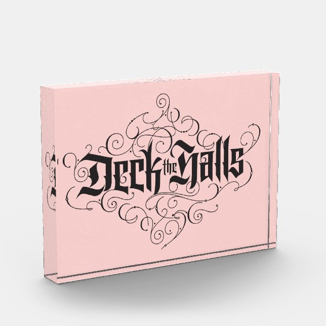 Deck die Hallen Moderne Weihnachten Rosa Schwarz Fotoblock (Links)