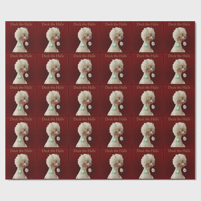 Deck die Halls Hühnergeschenk-Wrap Geschenkpapier (Flach)