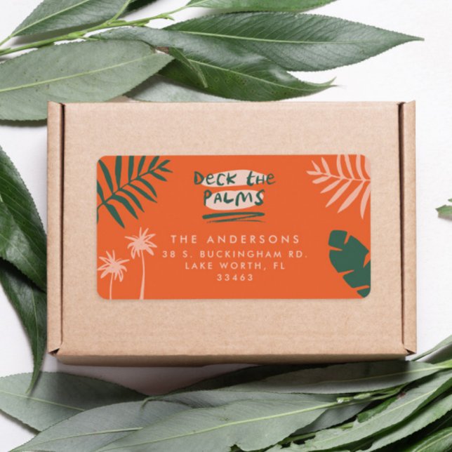 Deck die Palmen hellen farbenfrohen Weihnachten Adressaufkleber (Von Creator hochgeladen)