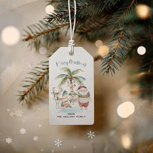 Deck die Palmen Lustiges tropisches Weihnachten Geschenkanhänger