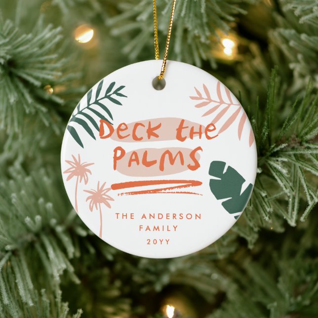 Deck die Palmen Weihnachten tropisches modernes Fo Keramik Ornament (Baum)