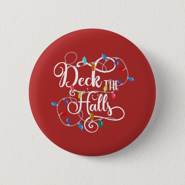 Deck Hallen Weihnachten Button (Vorderseite)