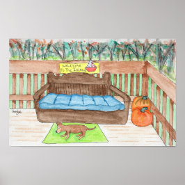 Deck mit Hund - Willkommen auf der Insel Poster