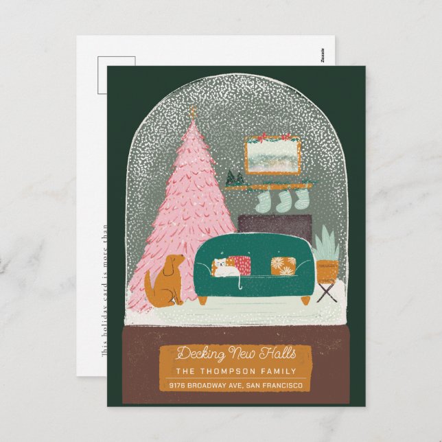 Deck New Halls Snow Globe Moving Faire-part (Devant / Derrière)