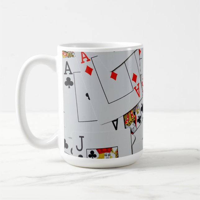 Deck Of Scattered Playing Cards Pattern, Kaffeetasse (Links)