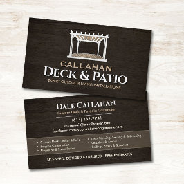 Deck & Patio-Baufirma Rustikales Holz Visitenkarte