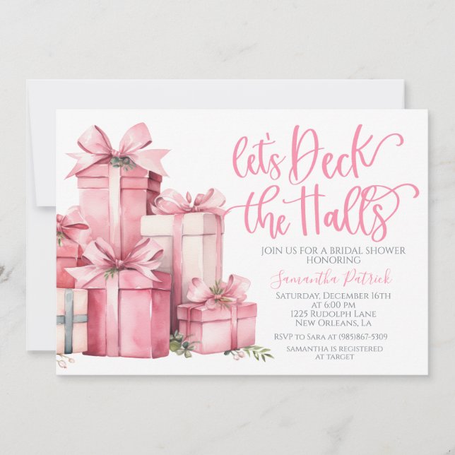 Deck the Halls Christmas Bridal Dusche Einladung (Vorderseite)