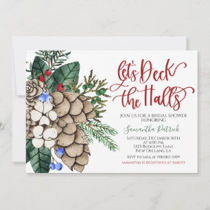 Deck the Halls Christmas Bridal Shower Invitation