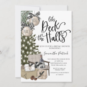 Deck the Halls Christmas Bridal Shower Invitation