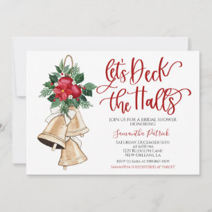 Deck the Halls Christmas Bridal Shower Invitation
