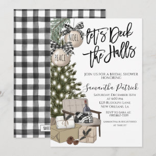 Deck the Halls Christmas Bridal Shower Invitation