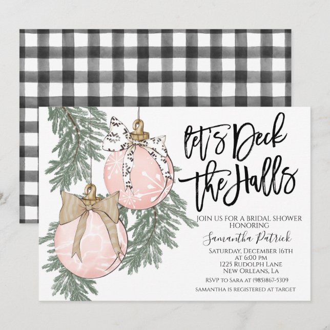 Deck the Halls Christmas Bridal Shower Invitation (Devant / Derrière)