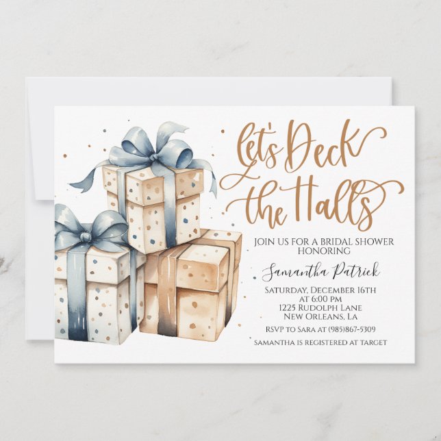 Deck the Halls Christmas Bridal Shower Invitation (Devant)