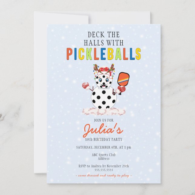 Deck the Halls Christmas Pickleball Tournament Einladung (Vorderseite)