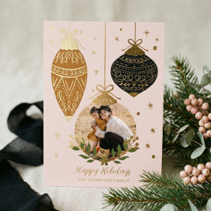 Deck The Halls Elegant Hanging Foto Ornamente Folien Feiertagskarte