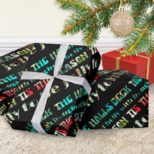 Deck The Halls Festive Farbige Groovige Moderne Geschenkpapier