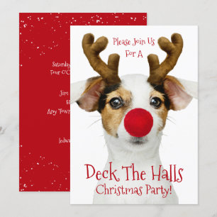 Deck The Halls - Funny Dog - Christmas Party - Einladung