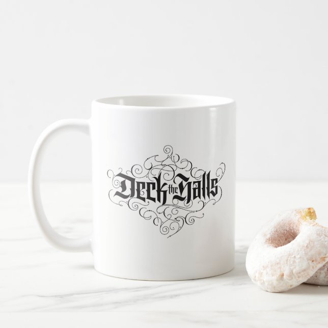 Deck the Halls Geblüht Weihnachtsbriefe Kaffeetasse (Mit Donut)