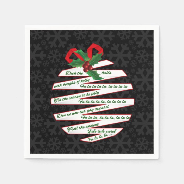 Deck the Halls Lasst uns Party Schwarz und Weiß Ur Serviette (Vorderseite)