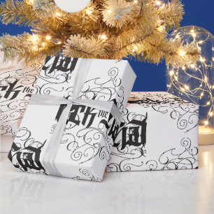 Deck the Halls Modern Black Christmas Letters Geschenkpapier