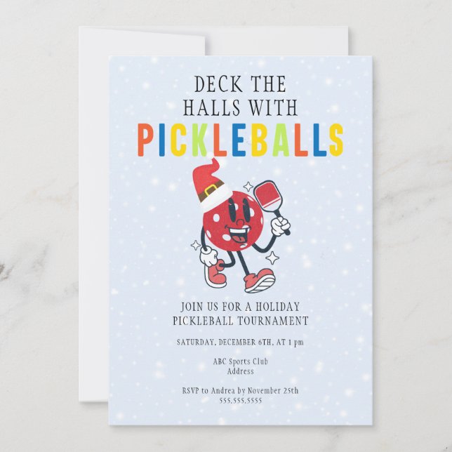 Deck the Halls Pickleball Weihnachtsturnier Einladung (Vorderseite)