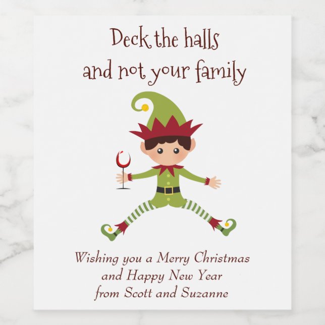 Deck the Halls Vin amusant Vin Étiquette (Étiquettes simples)