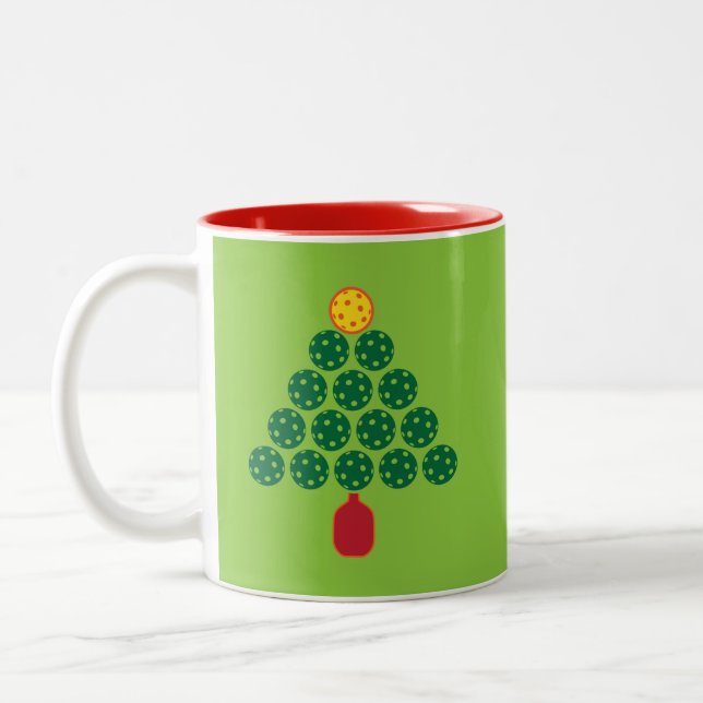 Deck the Halls with Pickleball Zweifarbige Tasse (Links)