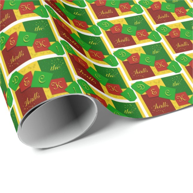 "Deck the Halls" wrapping paper Geschenkpapier (Rolleneckpunkt)