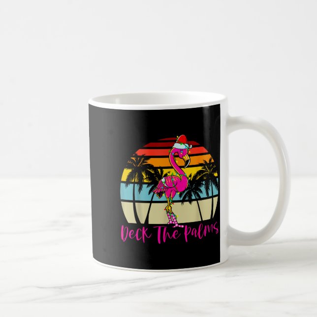 Deck The Palms Christmas Flamingo Palm Tree Trocal Kaffeetasse (Rechts)