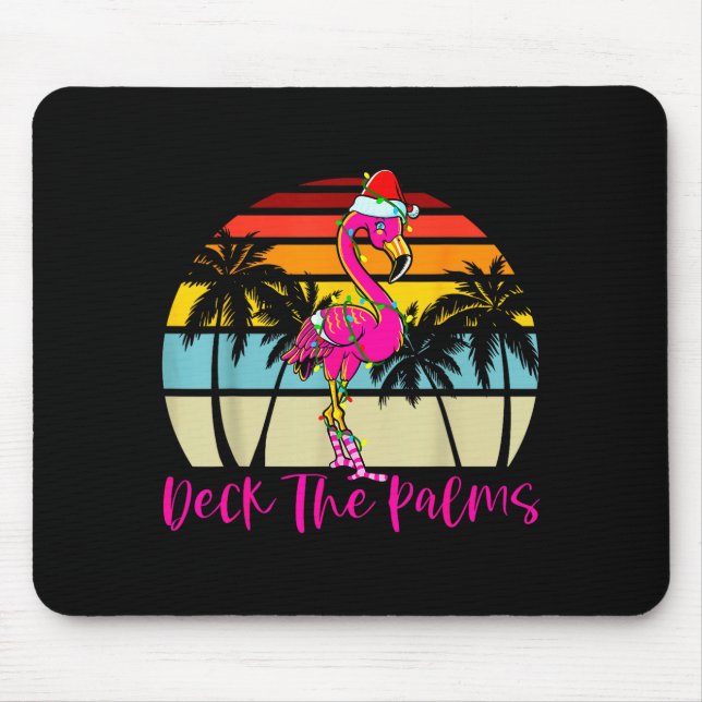 Deck The Palms Christmas Flamingo Palm Tree Trocal Mousepad (Vorne)