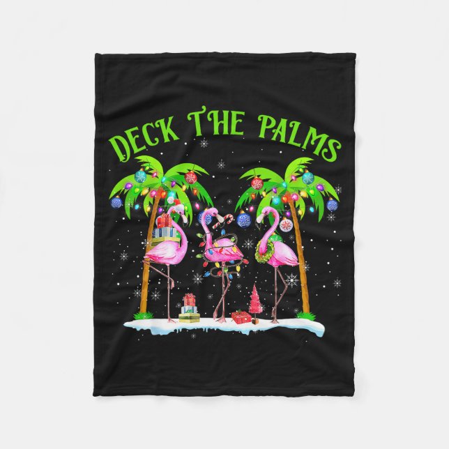 Deck The Palms Flamingo Trocal Christmas Lights Pa Fleecedecke (Vorderseite)