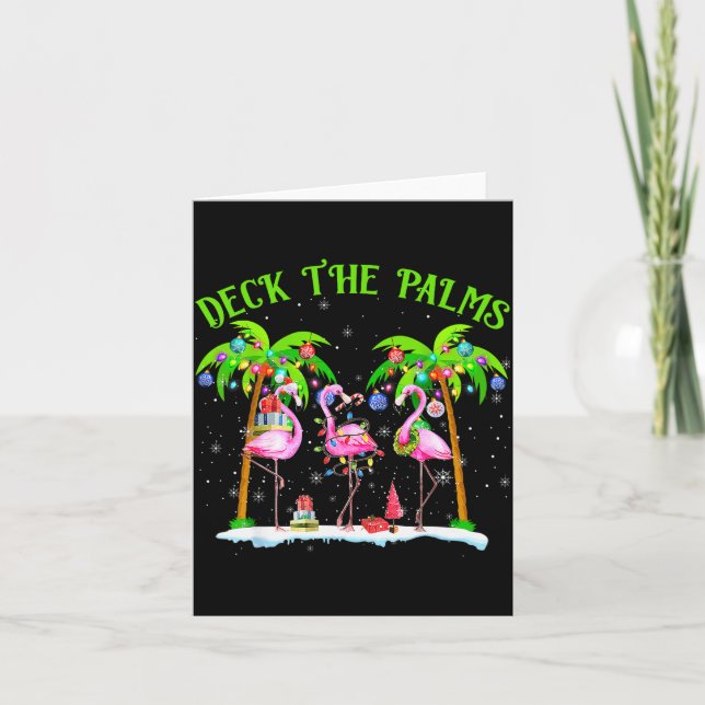 Deck The Palms Flamingo Trocal Christmas Lights Pa Karte (Vorderseite)