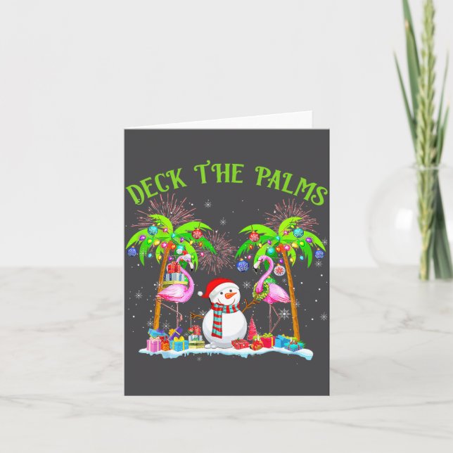 Deck The Palms Flamingo Trocal Christmas Lights Pa Karte (Vorderseite)