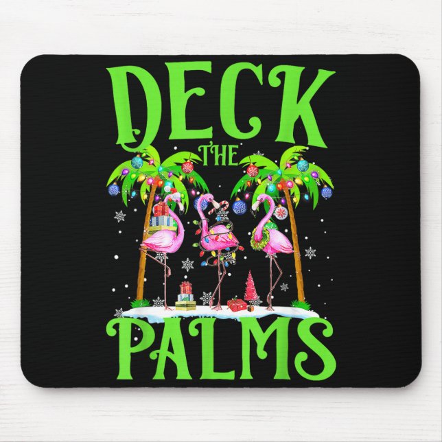 Deck The Palms Flamingo Trocal Christmas Lights Pa Mousepad (Vorne)