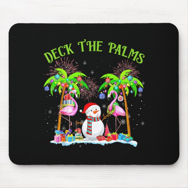 Deck The Palms Flamingo Trocal Christmas Lights Pa Mousepad (Vorne)