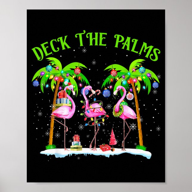 Deck The Palms Flamingo Trocal Christmas Lights Pa Poster (Vorne)