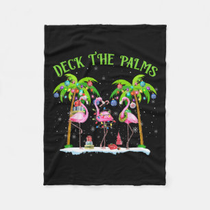 Deck the Palms Flamingo Tropical Christmas Lights Fleecedecke