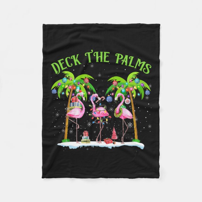 Deck the Palms Flamingo Tropical Christmas Lights Fleecedecke (Vorderseite)