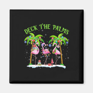 Deck the Palms Flamingo Tropical Christmas Lights Magnet
